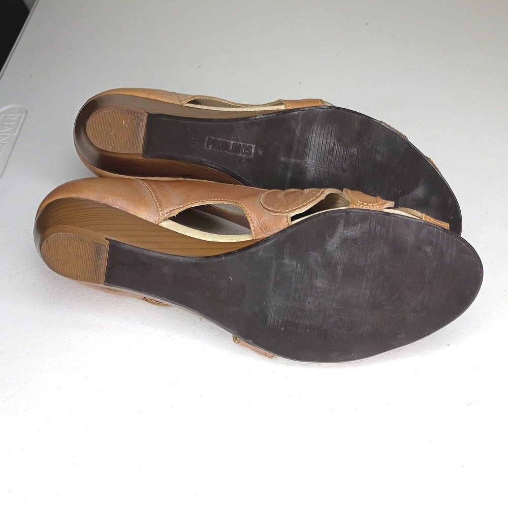 Pikolinos peep toe sandals flats size 40 taupe tan US 9 or 9.5 - Picture 6 of 8
